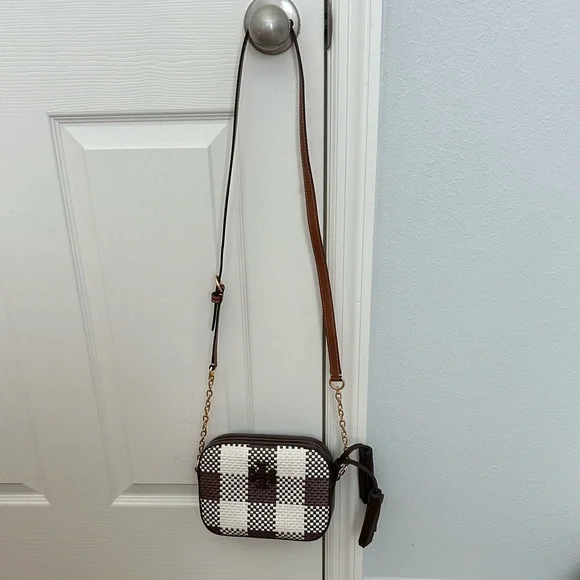 Tory Burch McGraw woven plaid camera bag - Picture 1 of 12